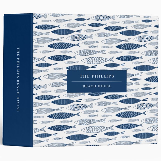 Ocean Beach Nautical Fish Pattern Binder (Front/Spine)