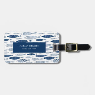 Ocean Beach Nautical Fish Pattern Luggage Tag
