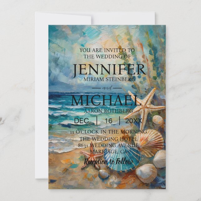 Ocean Beach Nautical Wedding Invitations (Front)