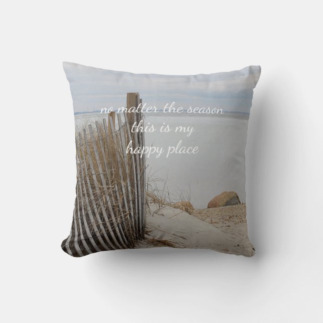 Ocean Beach on Cape Cod Throw Pillow (Front)