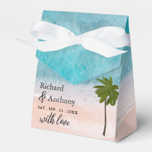 Ocean Beach Palm Tree Wedding Favor Box