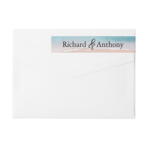 Ocean Beach Palm Tree Wedding Wrap Around Label