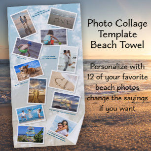 Ocean Beach Photo Collage Template Towel