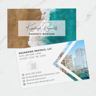 Ocean / Beach Rental Property Manager Custom Photo Business Card