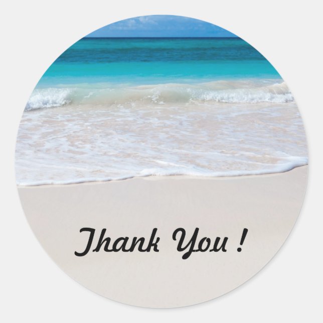 Ocean Beach Round Thank You Stickers (Front)