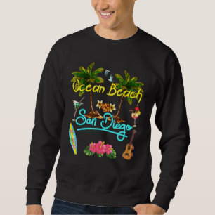 Ocean Beach San Diego Summer Palm Surf Sun Set Pal Sweatshirt