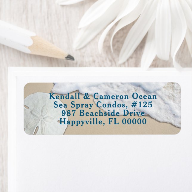 Ocean Beach Sand Dollar Return Address Labels (Insitu)