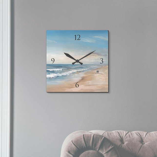 Ocean Beach Scene Painting Square Wall Clock (Creator Uploaded)