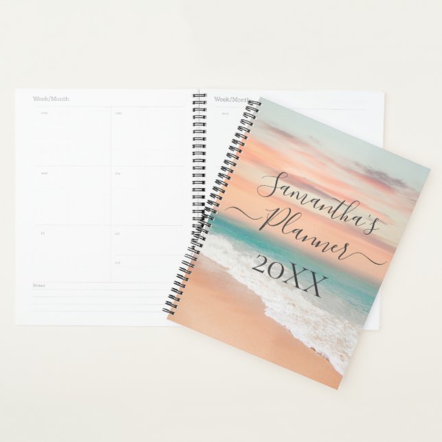 Ocean Beach Scene Script Calligraphy  Planner (Display)