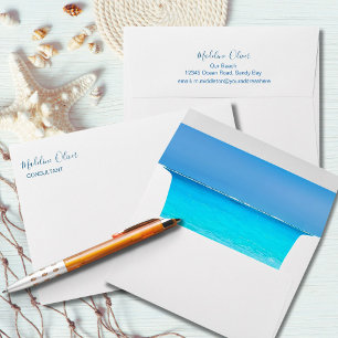 Ocean Beach Sea Travel Aqua Blue Stylish Envelope