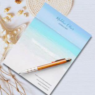 Ocean Beach Sea Travel Aqua Blue Stylish Letterhead