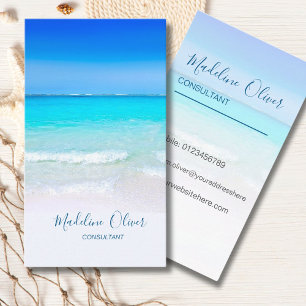 Ocean Beach Sea Travel  Spa Aqua Blue Stylish Business Card