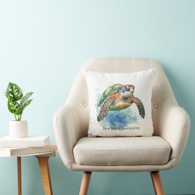 Ocean Beach Sea Turtles Throw Pillow (Chair)