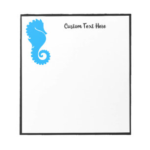 Ocean Beach Seahorse Black Blue Personalized Notepad