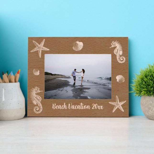 Ocean Beach Seahorse Starfish Crab & Shell Border Etched Frames (Creator Uploaded)