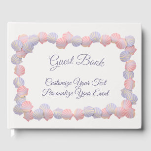 Ocean Beach Seashells Pastel Personalized Guest Book