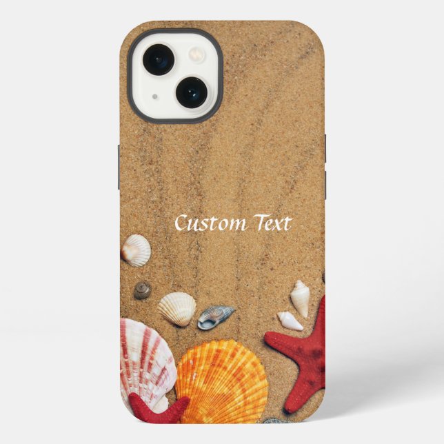 Ocean Beach Seashells Red Starfish Personalized iPhone Case (Back)