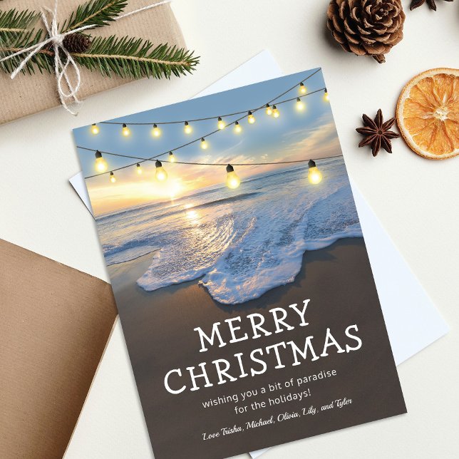 Ocean Beach Seaside Christmas Holiday Card (Creator Uploaded)