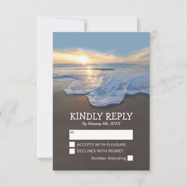 Ocean Beach Seaside Wedding RSVP Card (Front)