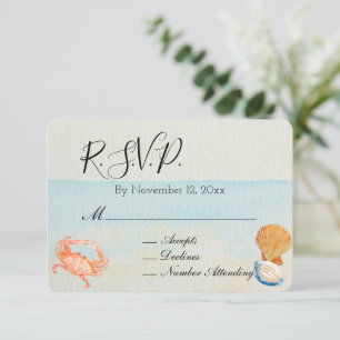 Ocean Beach Shells Wedding RSVP Enclosure Card