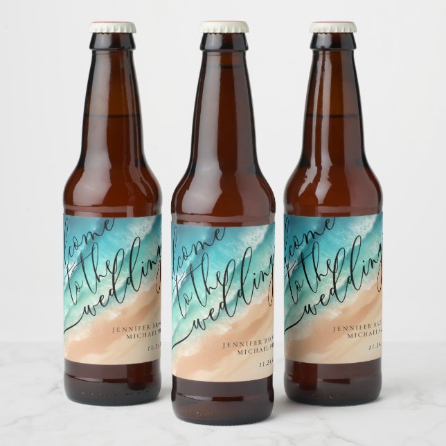 Ocean Beach Summer Party Sea Wedding Beer Bottle Label (Bottles)