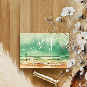 Ocean Beach Summer Sun Watercolor Elegant RSVP Card