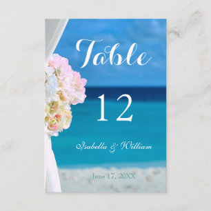 Ocean Beach Summer Wedding Table Number