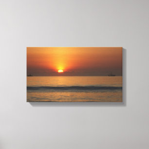 Ocean beach sunrise colour photo canvas print