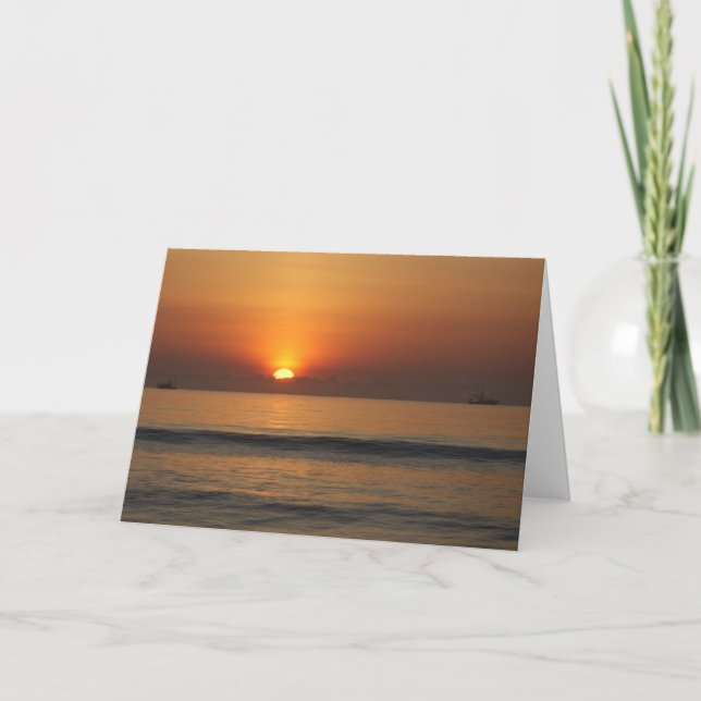 Ocean beach sunrise colour photo greeting card (Front)