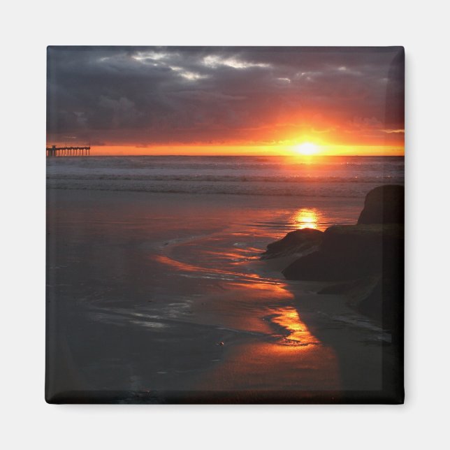 Ocean Beach sunset Magnet (Front)