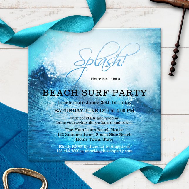 Ocean Beach Surf Summer Party Invitation (Créateur téléchargé)