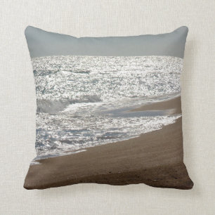 Ocean Beach Themed Throw Pillow