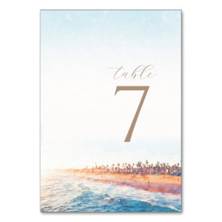Ocean Beach Themed Wedding Table Number Card 
