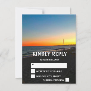 Ocean Beach Tropical Coastal Sunset Wedding RSVP
