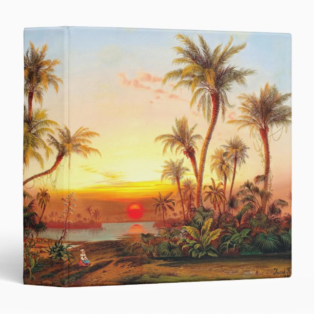 Ocean Beach Tropical Palm Tree Sunset Art Binder (Front/Spine)