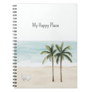 Ocean Beach Tropical Palm Trees Shells Notebook
