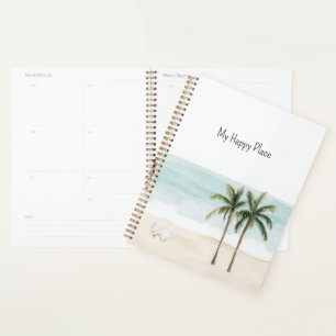 Ocean Beach Tropical Palm Trees Shells Planner