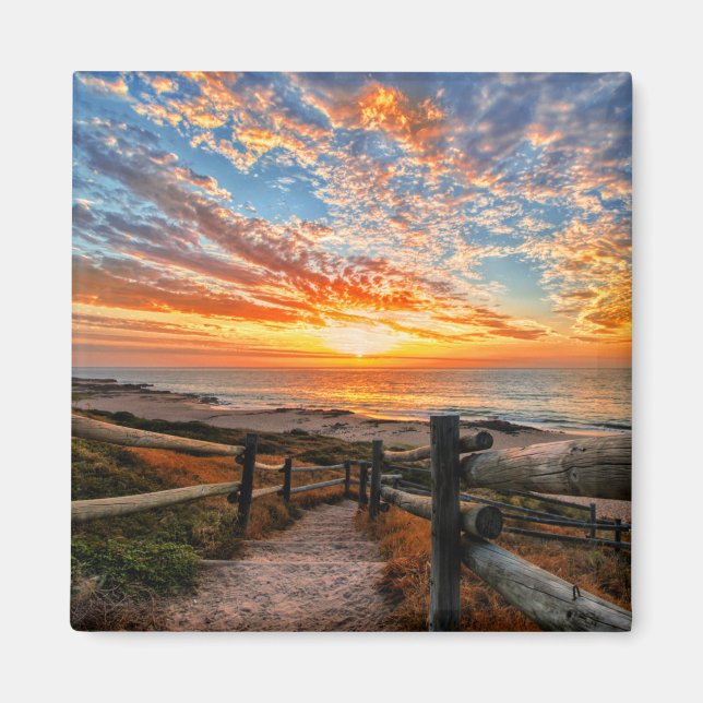 Ocean Beach View Tropical Sunset Paradise Dream Magnet (Front)