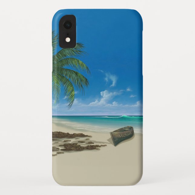 Ocean Beach w/ Name Case-Mate iPhone Case (Back)