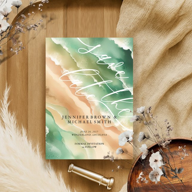 Ocean Beach Watercolor Elegant Summer Save The Date (Creator Uploaded)