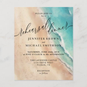 Ocean Beach Watercolor Summer Dinner Flyer