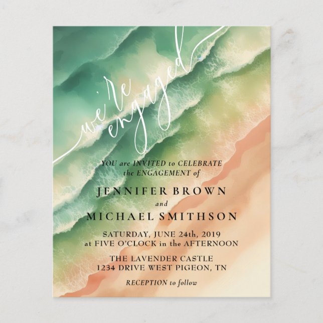 Ocean Beach Watercolor Summer Sun Set Flyer (Front)