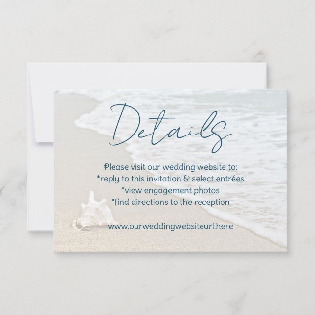 Ocean Beach Wedding Details Card (Front)