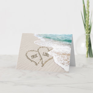 Ocean Beach Wedding Hearts Card