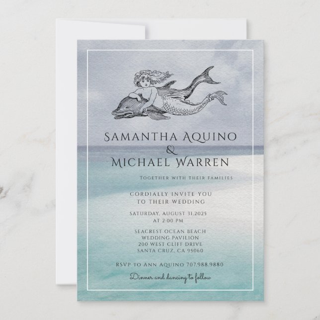 Ocean Beach Wedding Invitation (Front)