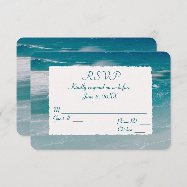 Ocean Beach Wedding RSVP  Invitation (Front/Back)