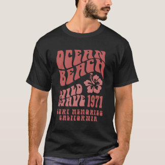 Ocean Beach Wild Wave Surf Aesthetic Words On Back T-Shirt