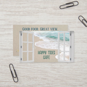 Ocean Beach Window With Surf Scene Business Card