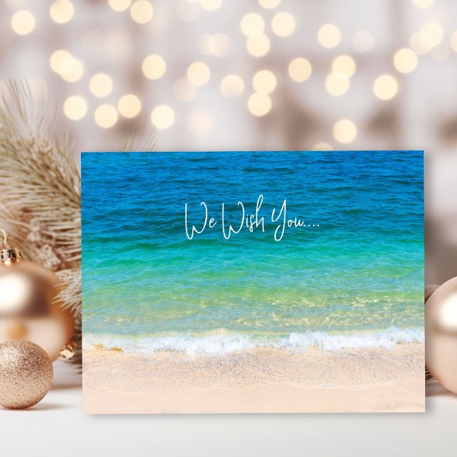 Ocean Beach Wish You Merry Christmas Holiday Postcard (Creator Uploaded)