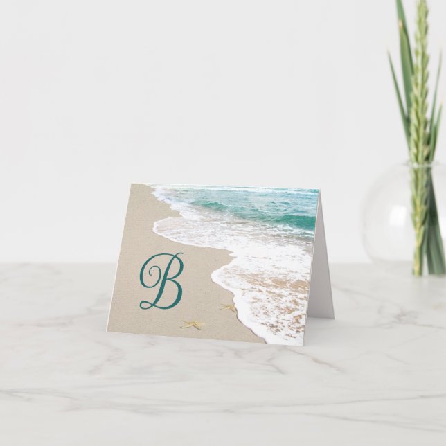 Ocean Beach With Monogram Letter B Note Card (Front)